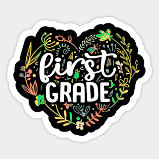 1St First Grade Floral Heart Back O School Eacher Girls Sticker